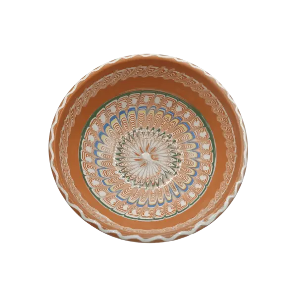 Bol din ceramica de Horezu lucrat manual | model traditional (17 cm)