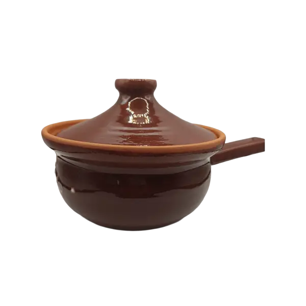 Tigaie din ceramica de Horezu cu capac lucrata manual | model traditional multicolor (17 cm)
