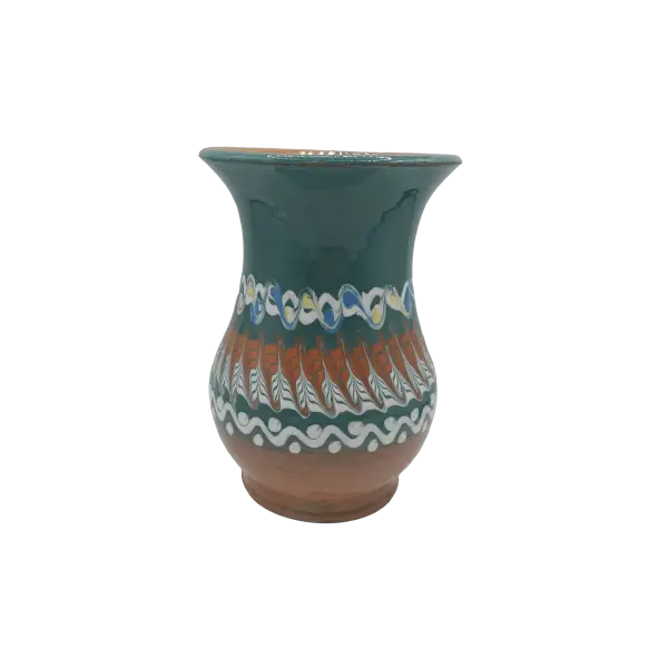 Vaza din ceramica de Horezu lucrata manual | model traditional multicolor (15 cm)