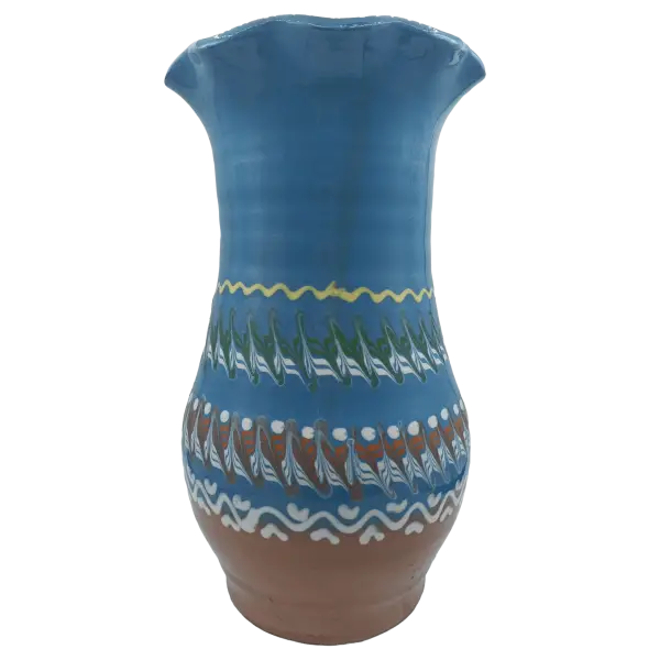 Vaza din ceramica de Horezu lucrata manual | model traditional multicolor (21 cm)