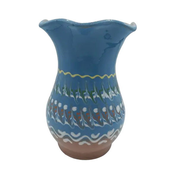 Vaza din ceramica de Horezu lucrata manual | model traditional multicolor (15 cm)